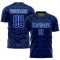 Maglia da calcio personalizzata Thunder Blue Black-White Geometric Shapes Sublimation