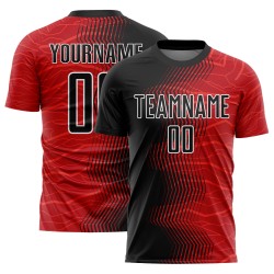 Maglia da calcio personalizzata con stampa a sublimazione con freccia sfumata rossa nera e bianca