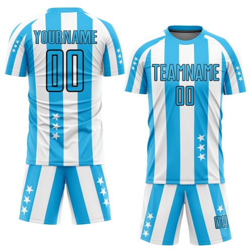 Maglia da calcio personalizzata con stampa a sublimazione di stelle e quadrati bianchi e neri Maglia da calcio personalizzata con stampa a sublimazione di stelle e quadrati bianchi e neri