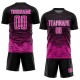 Maglia da calcio personalizzata con stampa a sublimazione, linea rosa scuro-bianca, nera Maglia da calcio personalizzata con stampa a sublimazione, linea rosa scuro-bianca, nera