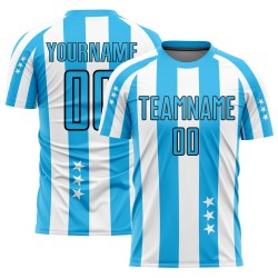 Maglia da calcio personalizzata con stampa a sublimazione di stelle e quadrati bianchi e neri