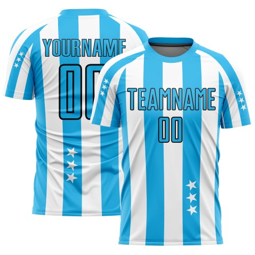 Maglia da calcio personalizzata con stampa a sublimazione di stelle e quadrati bianchi e neri Maglia da calcio personalizzata con stampa a sublimazione di stelle e quadrati bianchi e neri