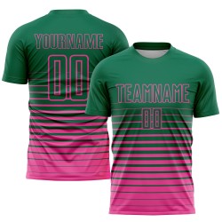 Maglia da calcio personalizzata Kelly Green Pink Pinstripe Fade Fashion Sublimation Uniform