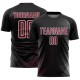 Maglia da calcio personalizzata con stampa a sublimazione con linee geometriche nere, cremisi e bianche Maglia da calcio personalizzata con stampa a sublimazione con linee geometriche nere, cremisi e bianche