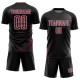 Maglia da calcio personalizzata con stampa a sublimazione con linee geometriche nere, cremisi e bianche Maglia da calcio personalizzata con stampa a sublimazione con linee geometriche nere, cremisi e bianche