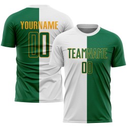 Maglia da calcio personalizzata Kelly Green-Gold White Sublimation Split Fashion