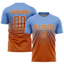Maglia da calcio personalizzata Texas Orange-Crema con stampa a sublimazione, colore azzurro chiaro