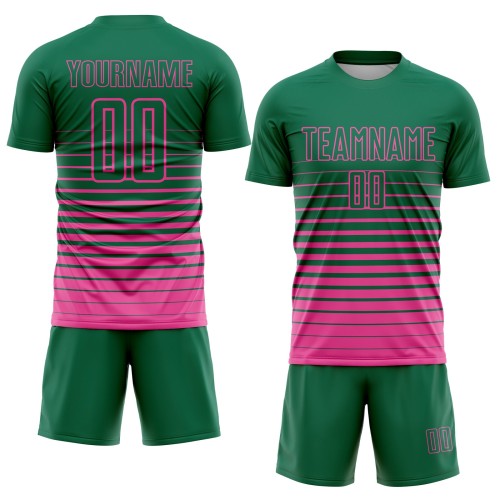 Maglia da calcio personalizzata Kelly Green Pink Pinstripe Fade Fashion Sublimation Uniform