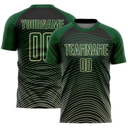 Maglia da calcio personalizzata con stampa a sublimazione con linee geometriche sfumate verde crema-nero