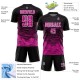 Maglia da calcio personalizzata con stampa a sublimazione, linea rosa scuro-bianca, nera Maglia da calcio personalizzata con stampa a sublimazione, linea rosa scuro-bianca, nera