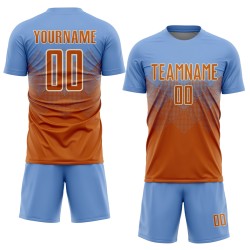 Maglia da calcio personalizzata Texas Orange-Crema con stampa a sublimazione, colore azzurro chiaro