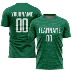 Maglia da calcio personalizzata Kelly Green White Sublimation Uniform