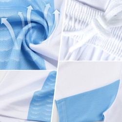 Maglia da calcio personalizzata con stampa a sublimazione di forme geometriche astratte blu chiaro-bianco