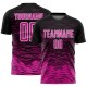 Maglia da calcio personalizzata con stampa a sublimazione, linea rosa scuro-bianca, nera Maglia da calcio personalizzata con stampa a sublimazione, linea rosa scuro-bianca, nera
